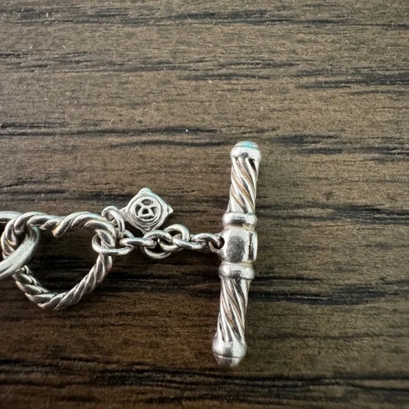 Authentic David Yurman .925 Sterling Silver 750 18K Gold Heart Toggle Bracelet - Picture 5 of 11